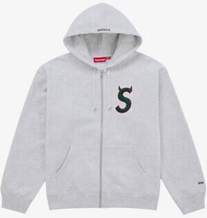 Supreme Devil S Logo Ash Grey Full Zip Fleece Hoodie Size XL